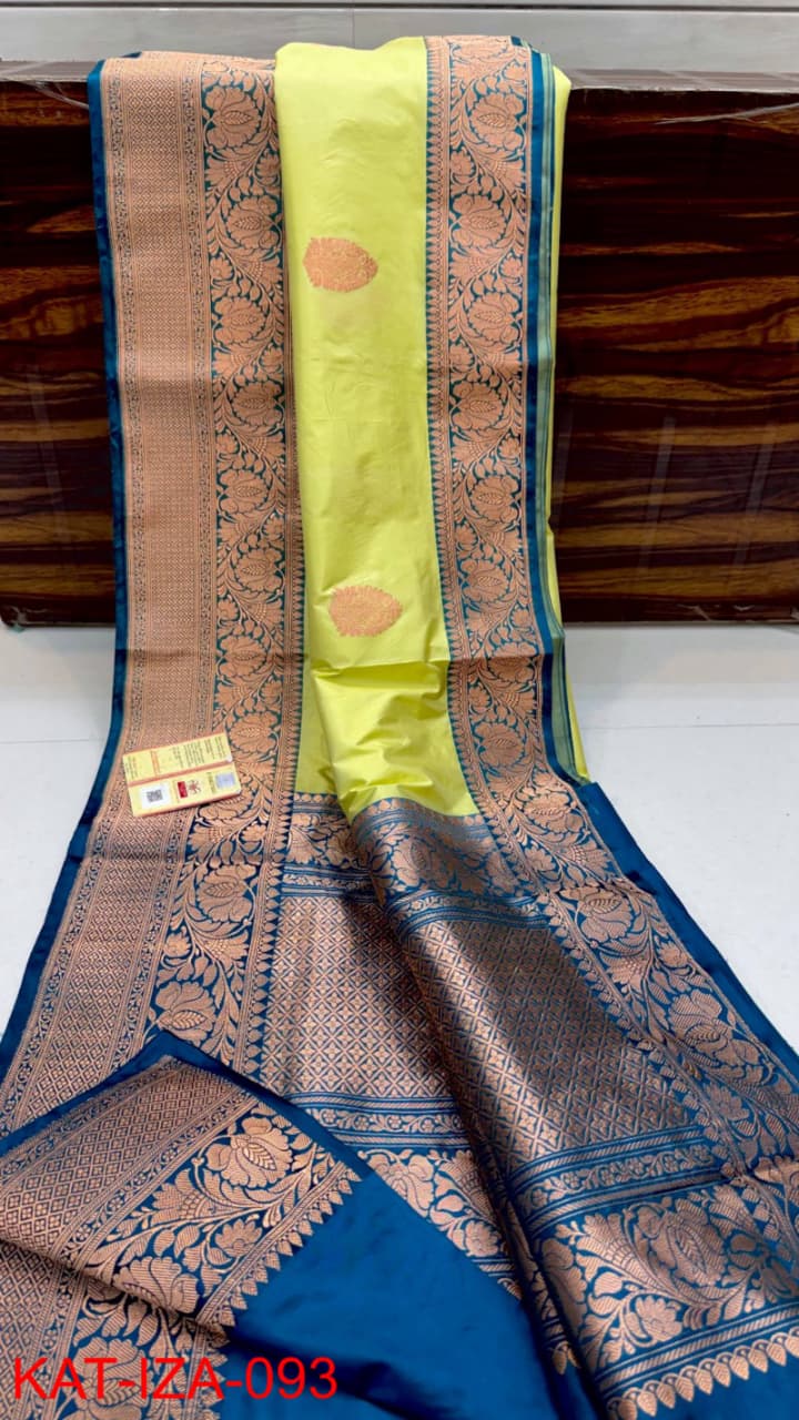Pure Banarasi Katan Silk Saree With Antique Zari Work .