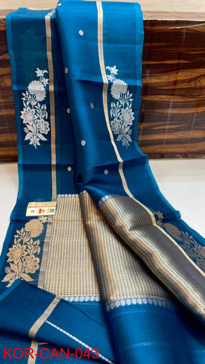 Pure Kora Organza Silk Hanloom Zari Work Saree.