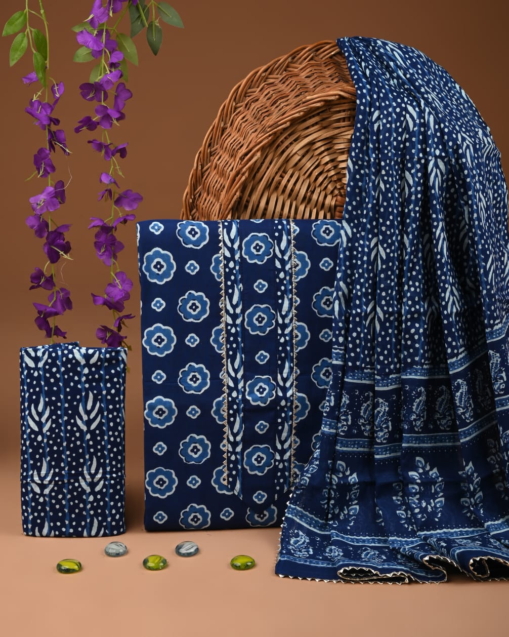 Pure Cotton Gotta patti Work unstitched Suit With Cotton Dupatta.