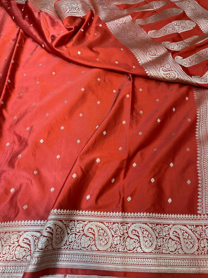 Pure Banarasi Mashru Silk Saree With Zari Work.