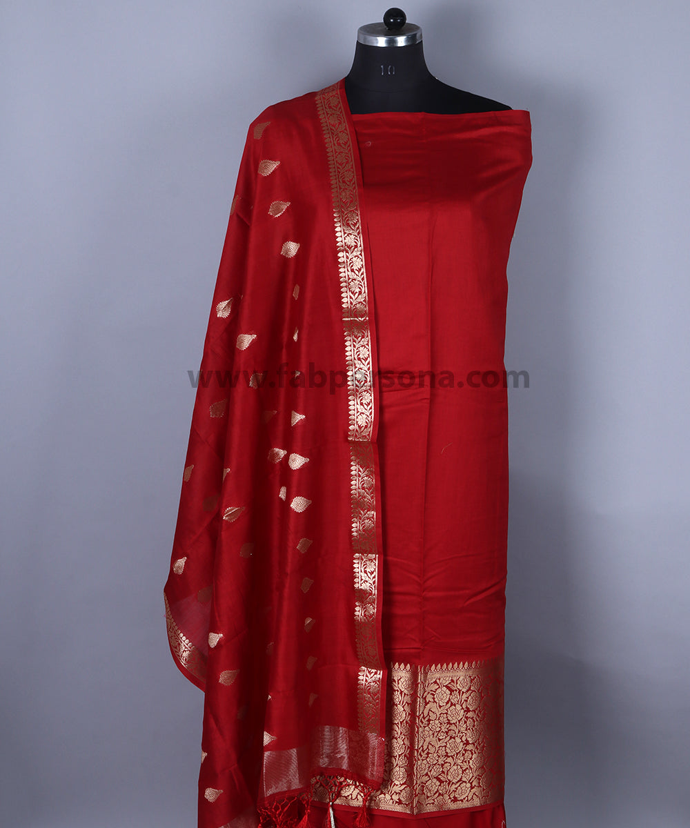 Pure Resham Chandari  Banarasi  Silk Unstitched Suit. | HIGH DEMAND|