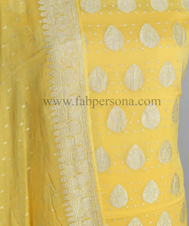 Pure Khaddi Georgette Unstitched Suit With Zari Work