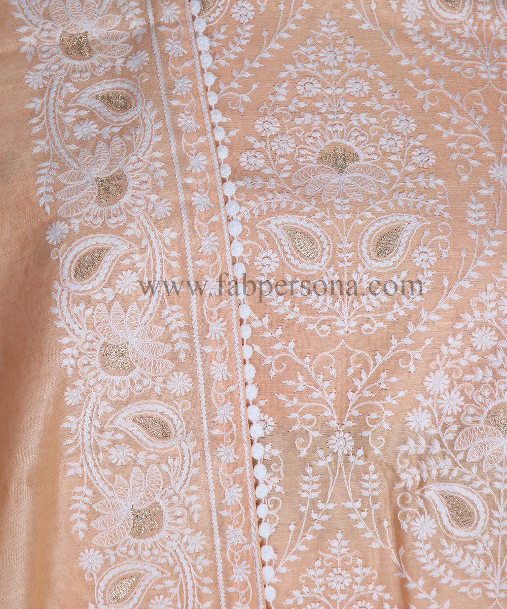 Pure Banarasi Rasham Chanderi Resham Weaved Unstitched Suit With Pure Resham Chanderi Resham Weaved Dupatta.