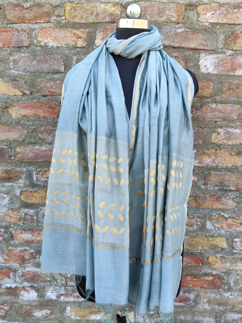 Pure Chanderi Silk Applique Work Dupatta.