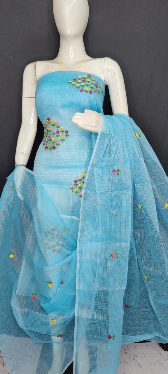 kota doria cotton dress material Pure Kota Cotton Hand Painting Work Dress Material with Bottom My Store