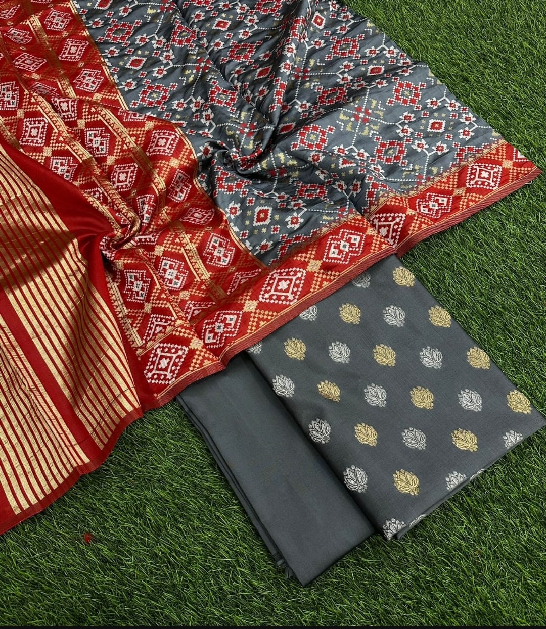 patola silk dress material Pure silk patola print full dress material