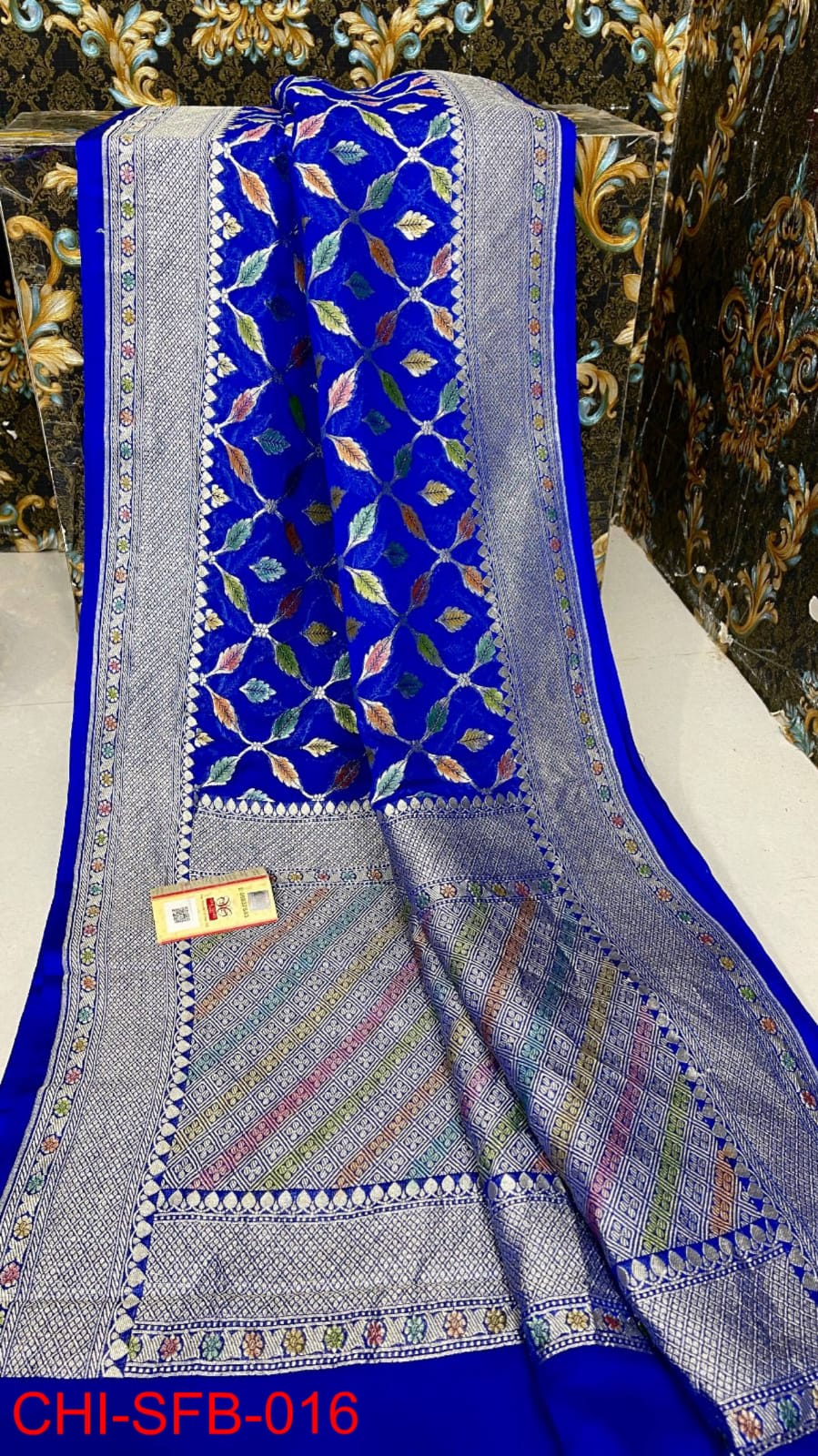 Pure Banarasi Handloom Khaddi Georgette Silk Saree With Beautiful water Zari Work