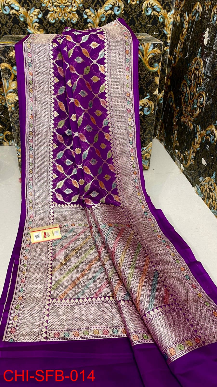 Pure Banarasi Handloom Khaddi Georgette Silk Saree With Beautiful water Zari Work