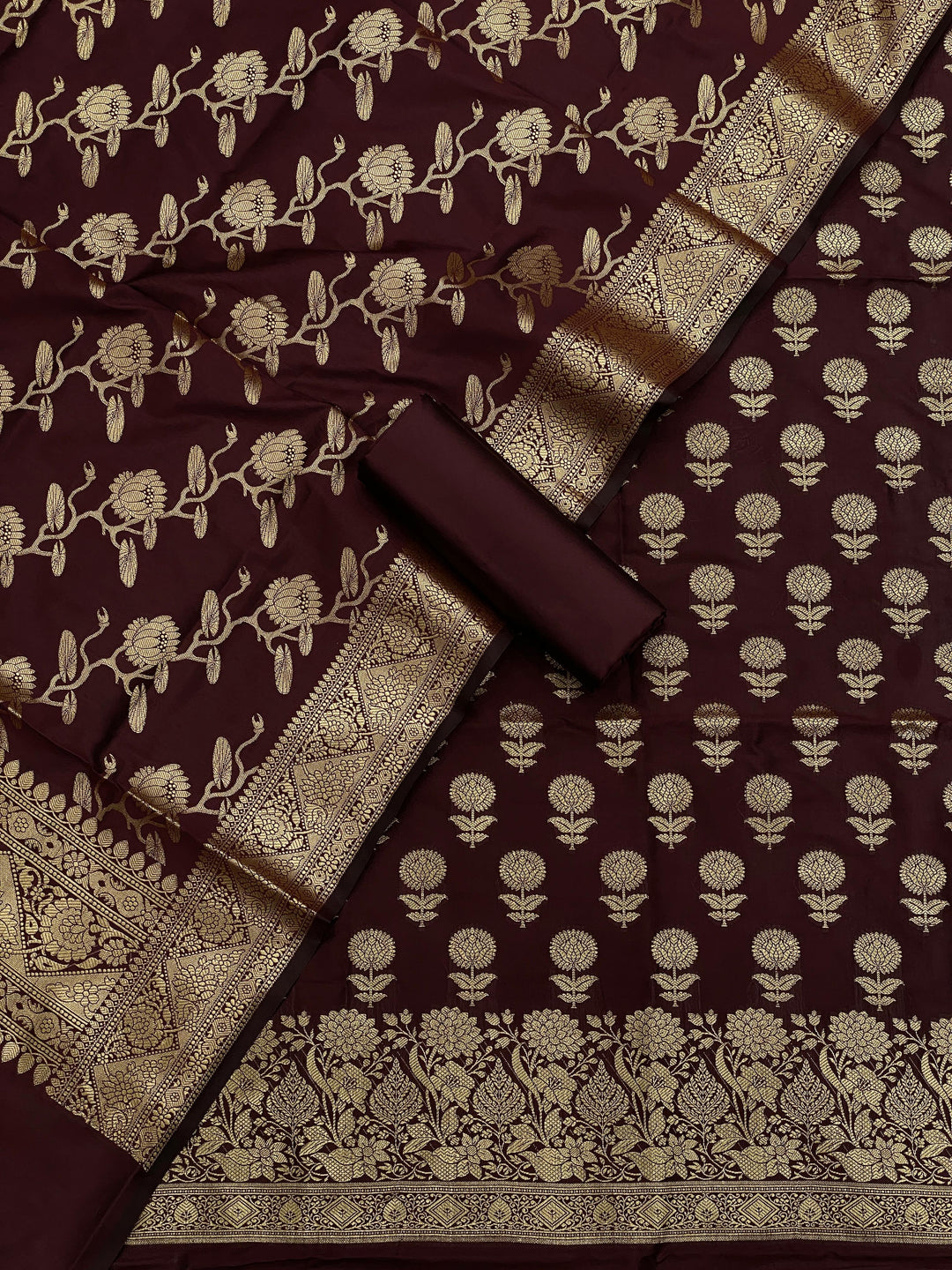 Pure Banarasi Silk Double Zari Weaved Unstitched Suit