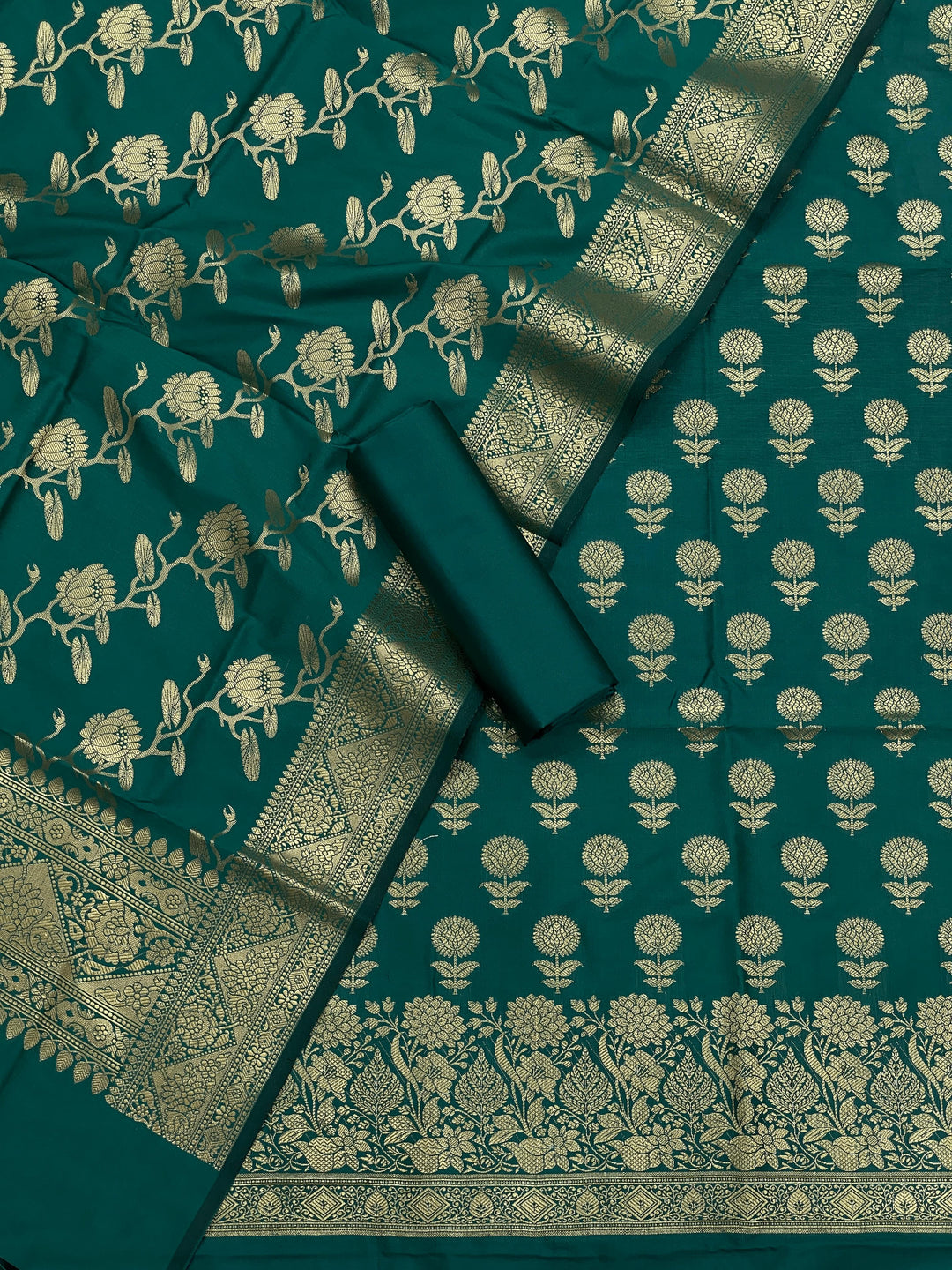 Pure Banarasi Silk Double Zari Weaved Unstitched Suit