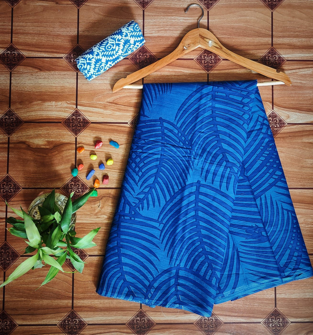 Pure Mul cotton Hand Block Priny saree with Blouse.