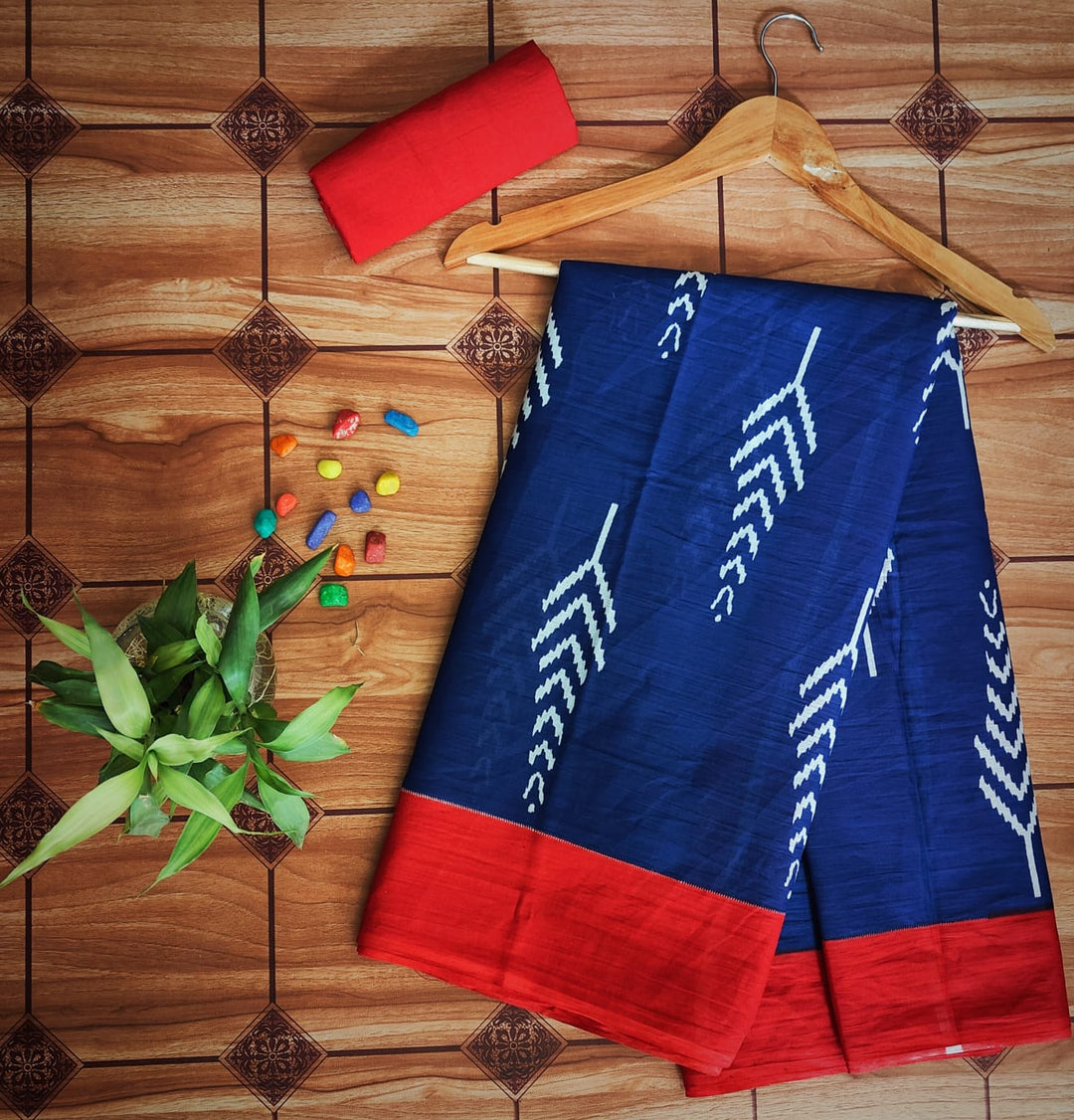 Pure Mul cotton Hand Block Priny saree with Blouse.