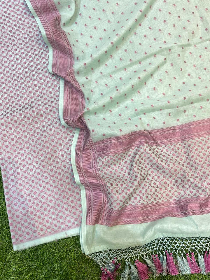 Pure Banarasi Cotton Chanderi Resham Weaved Unstitched Suit | NEW UPDATE|