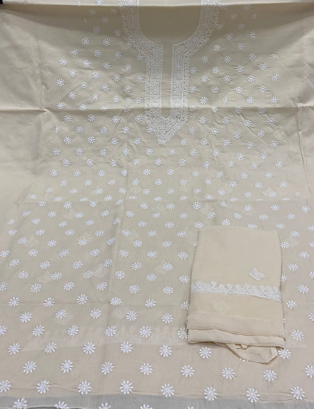 Pure Cotton Chikankari 3pc Unstitched suit