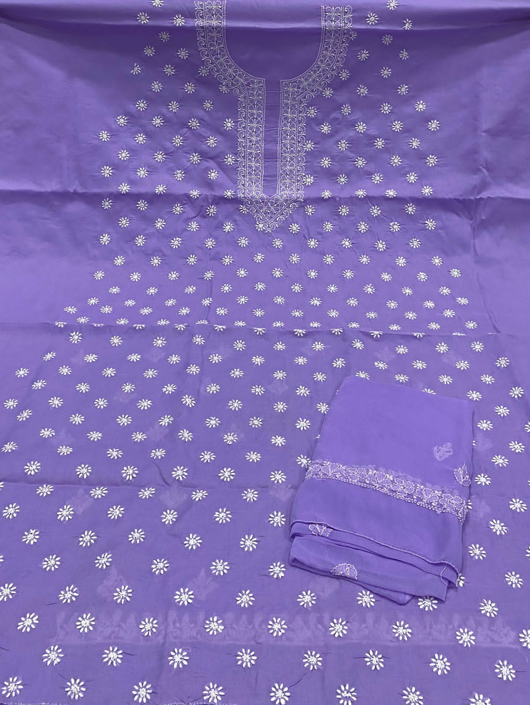 Pure Cotton Chikankari 3pc Unstitched suit