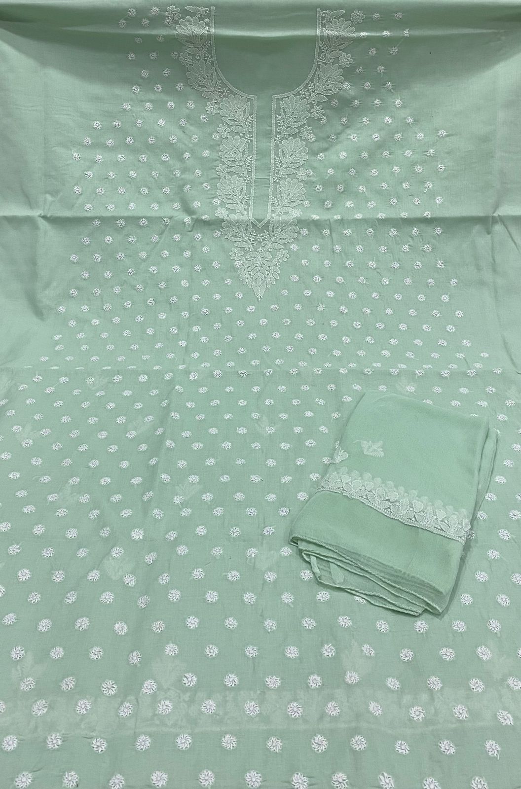 Pure Cotton Chikankari 3pc Unstitched suit