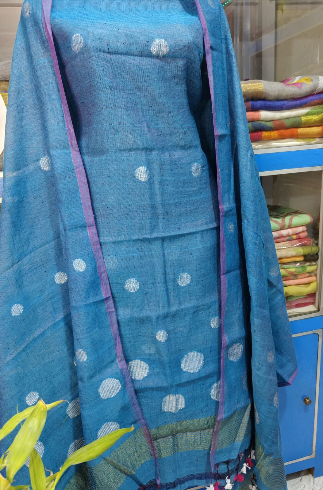 Pure Linen Tissue Jamdani Weaved 2pc unstitched suit