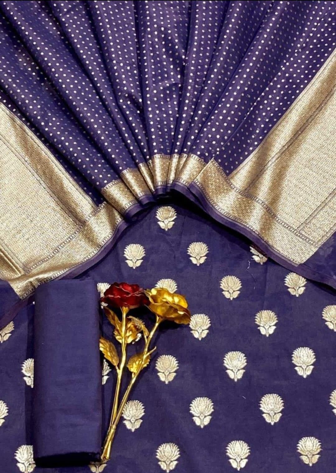 Pure Banarasi Lorex Zari weaved Unstitched Suit