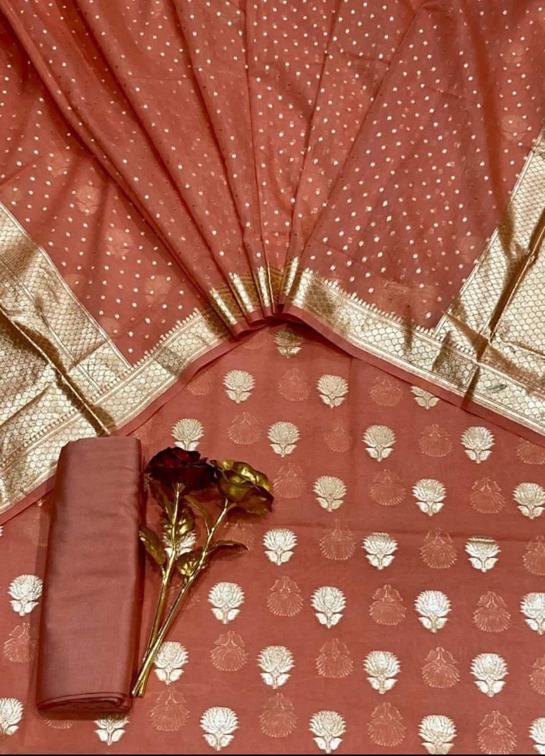 Pure Banarasi Lorex Zari weaved Unstitched Suit