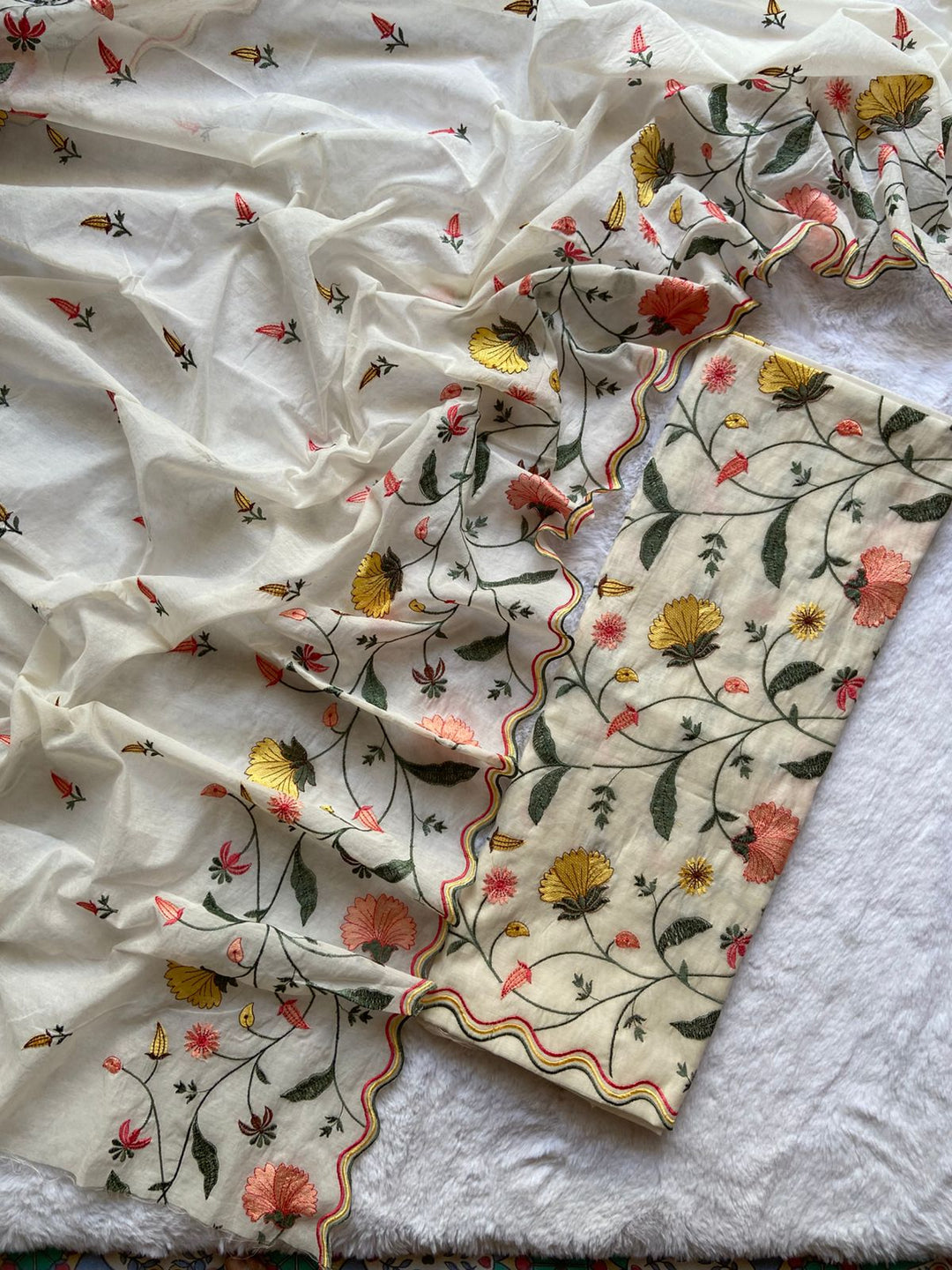 Pure Banarasi Mul Chanderi Unstitched Suit With Heavy Embroidey Work