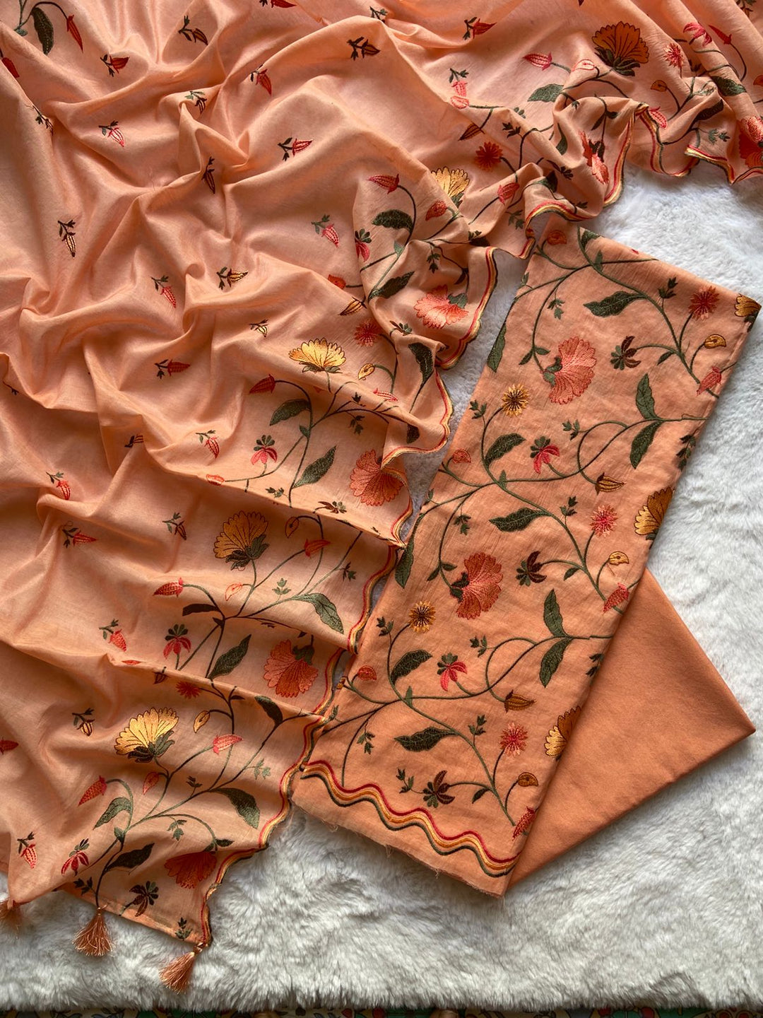 Pure Banarasi Mul Chanderi Unstitched Suit With Heavy Embroidery Work