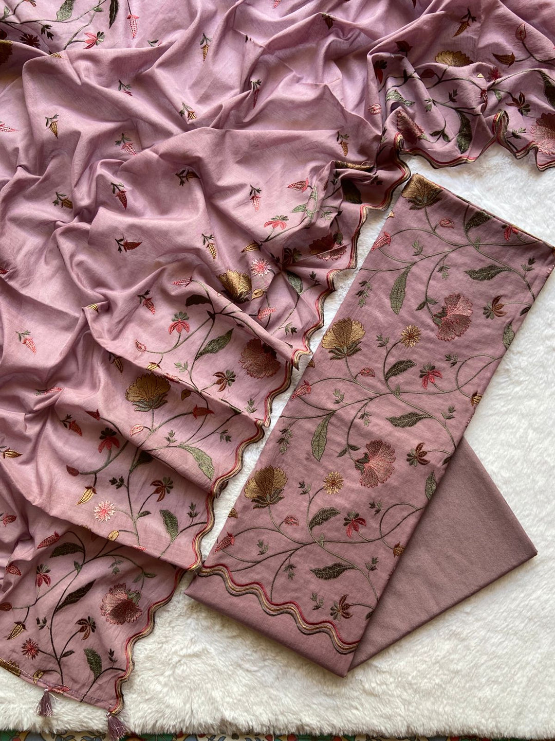 Pure Banarasi Mul Chanderi Unstitched Suit With Heavy Embroidery Work