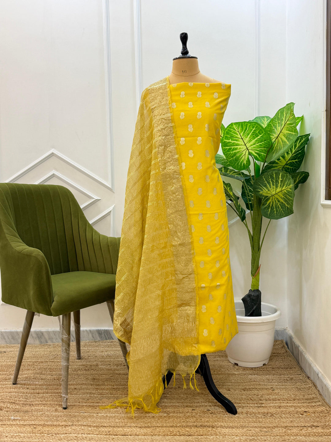 Banarasi Unstitched Suit with Tissue Silk Dupatta