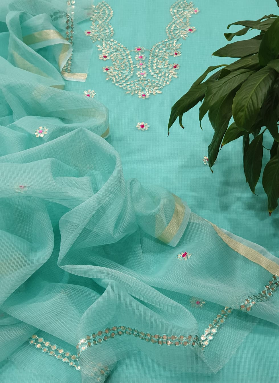 Kota Doriya Gotta Patti Work Unstitched Suit