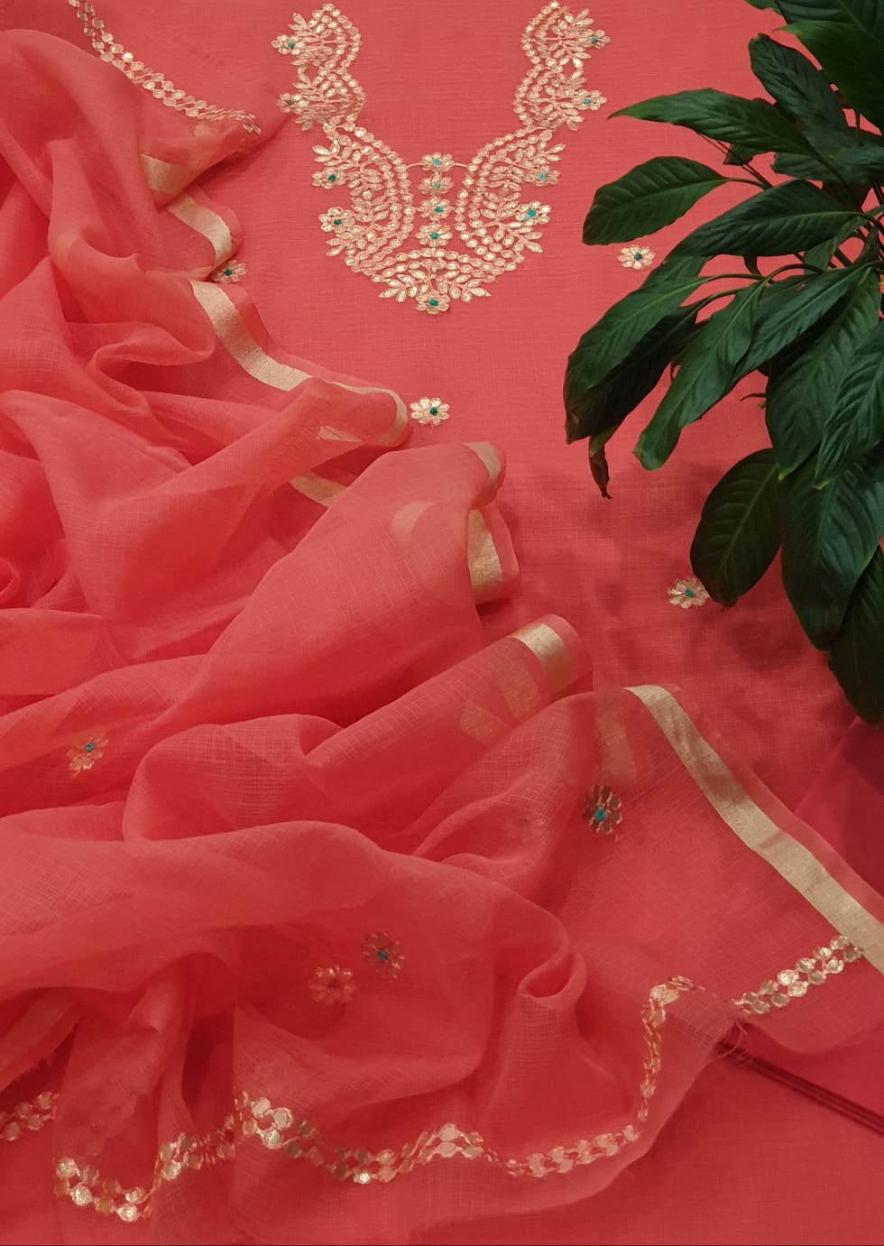 Kota Doriya Gotta Patti Work Unstitched Suit