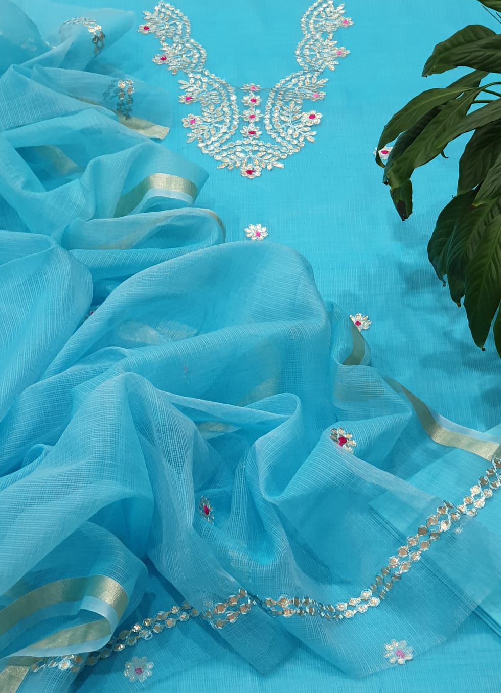 Kota Doriya Gotta Patti Work Unstitched Suit