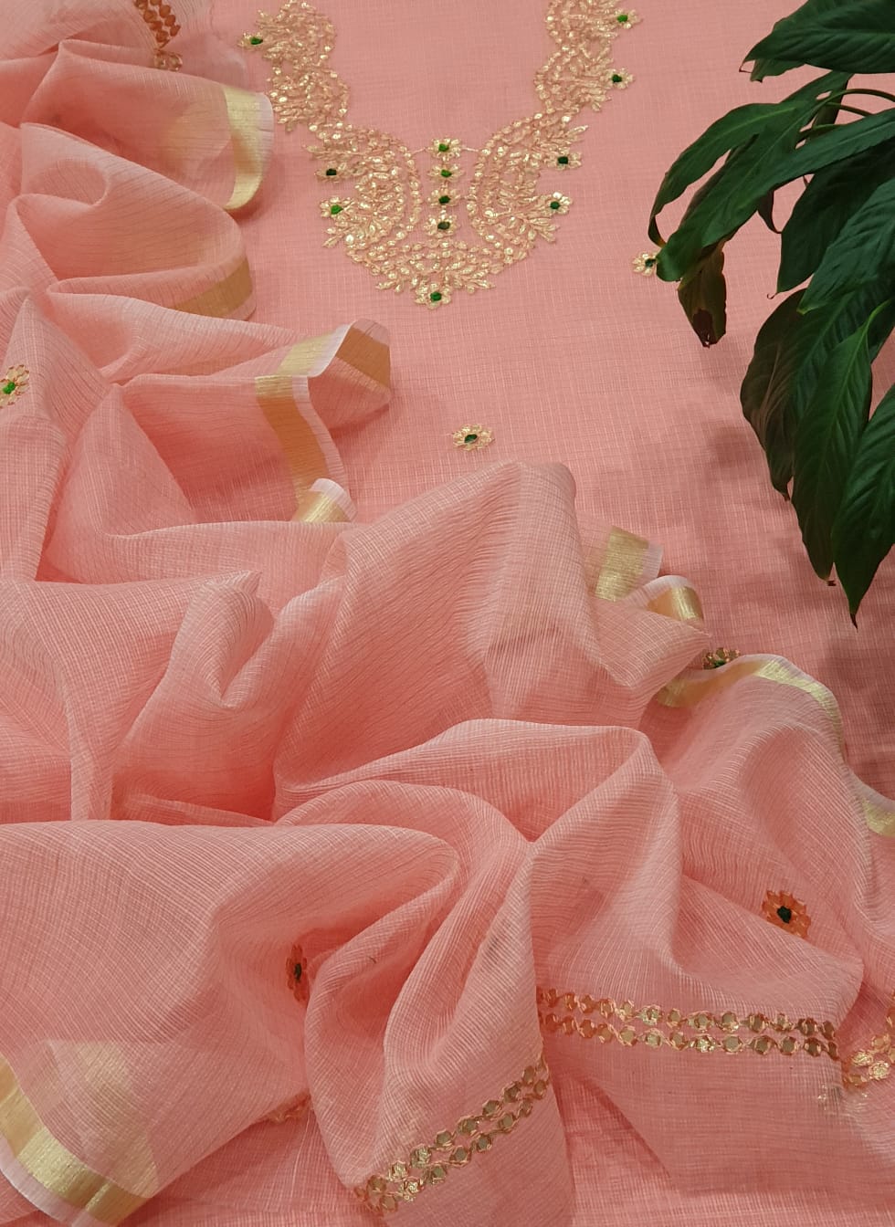 Kota Doriya Gotta Patti Work Unstitched Suit