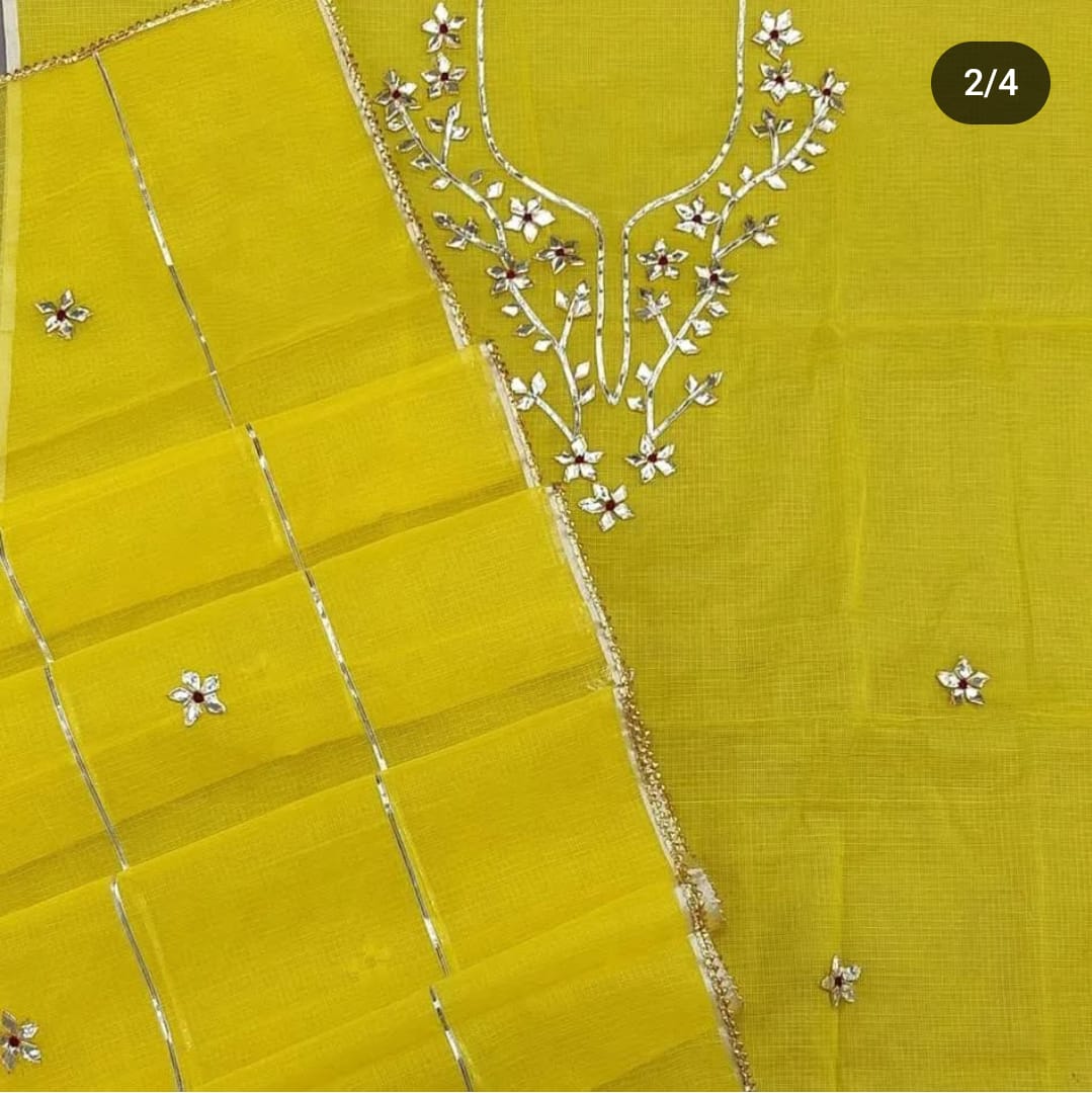 Kota Doriya Gotta Patti Work Unstitched Suit.