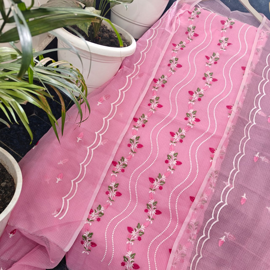 Pure Kota Doriya Embroidered Unstitched Suit With Dupatta