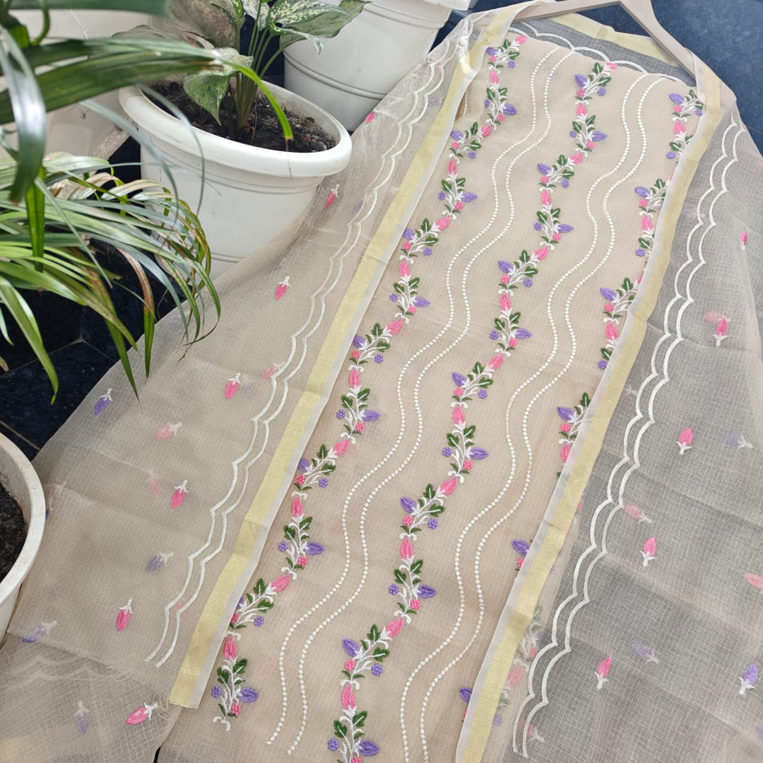 Pure Kota Doriya Embroidered Unstitched Suit With Dupatta