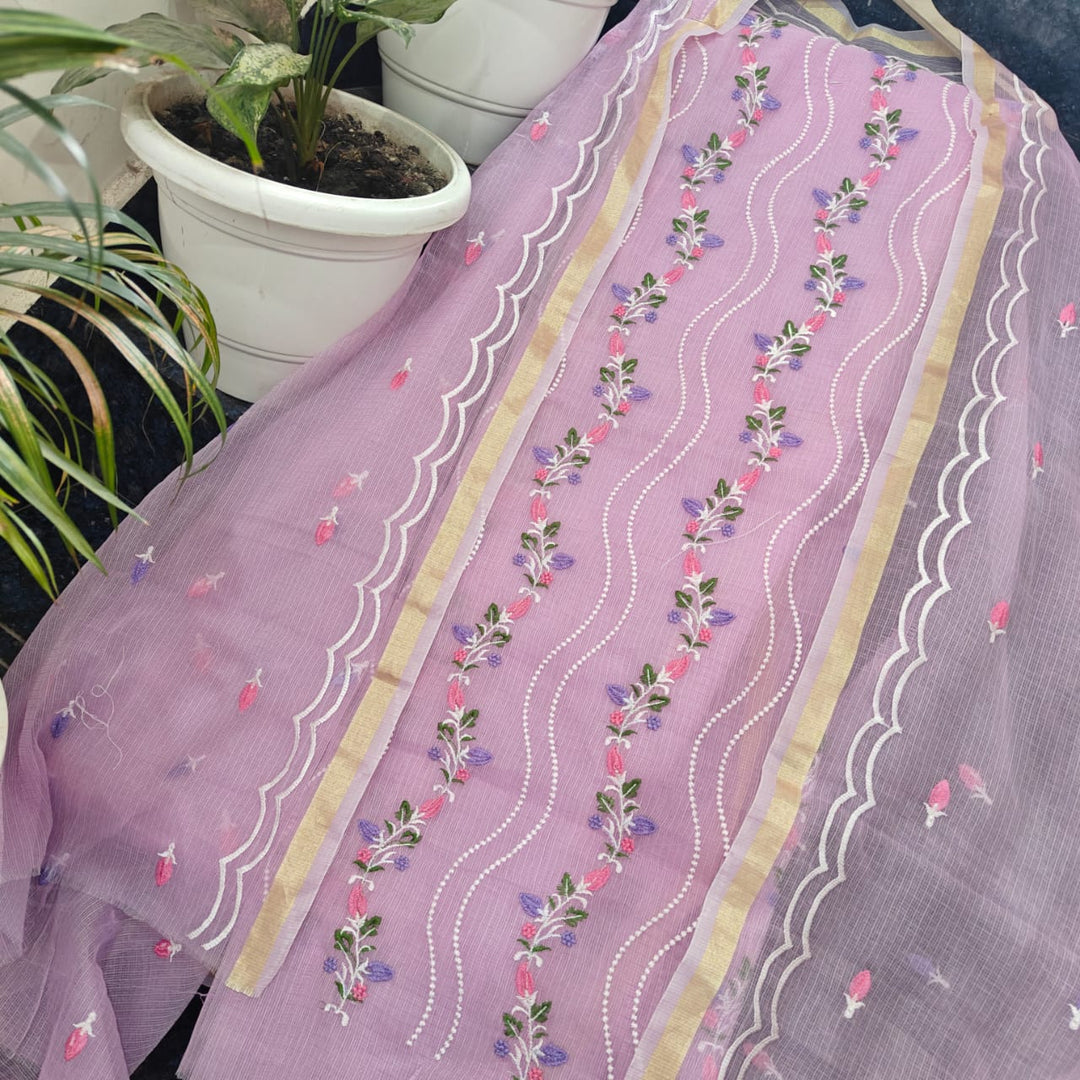 Pure Kota Doriya Embroidered Unstitched Suit With Dupatta