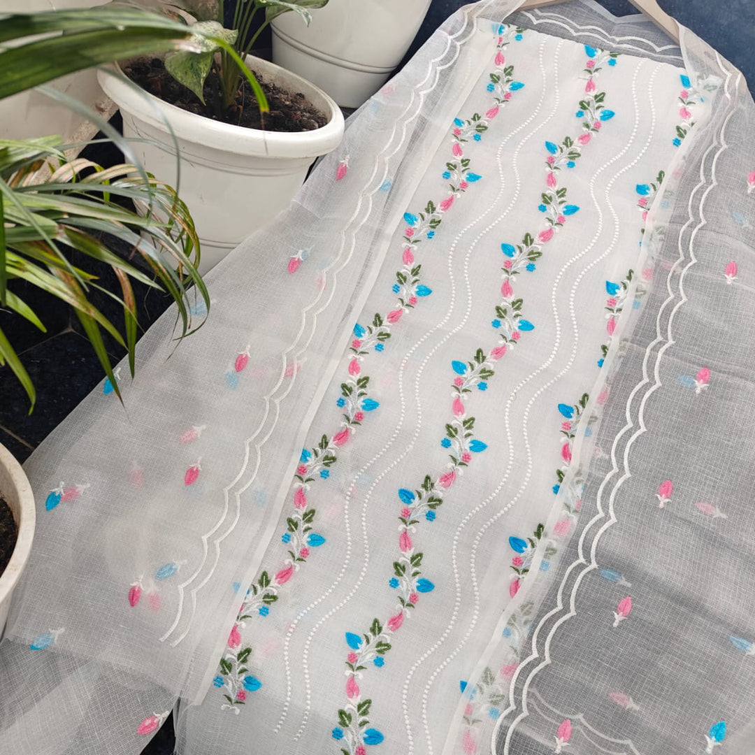 Pure Kota Doriya Embroidered Unstitched Suit With Dupatta