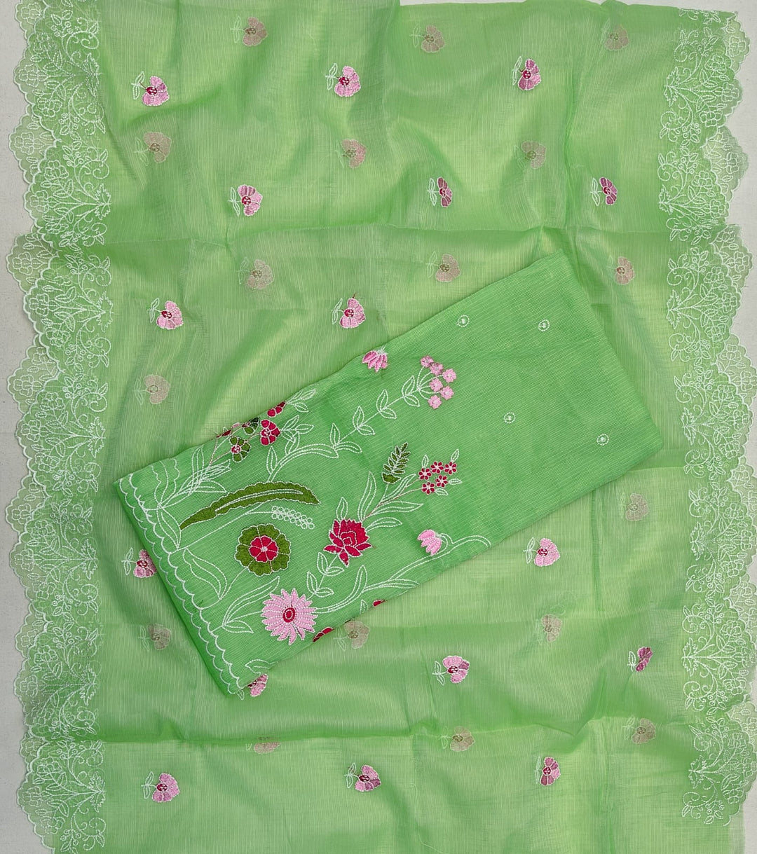 Pure Kota Doriya Embroidered Unstitched Suit With Dupatta