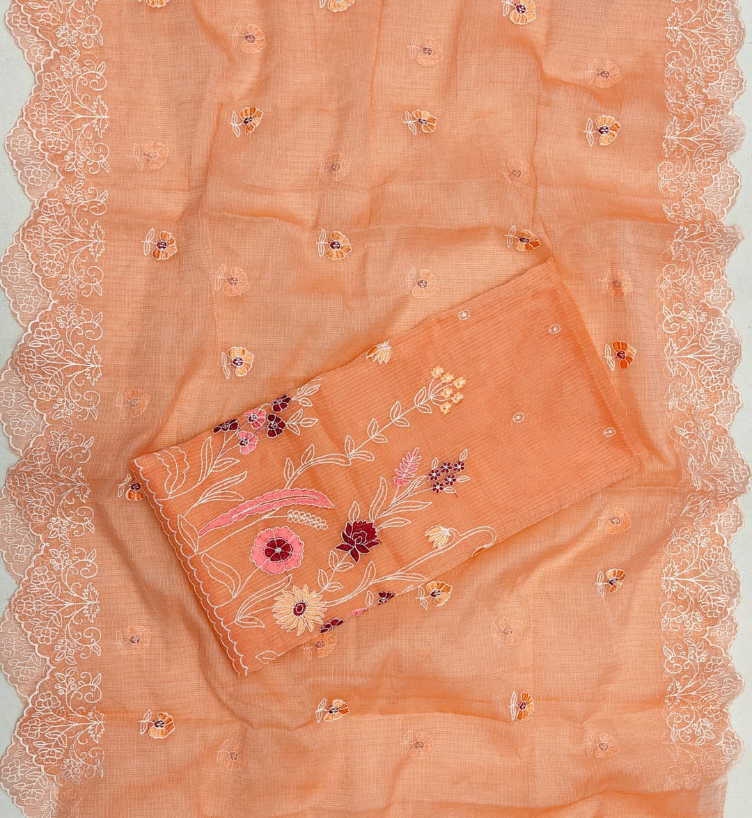 Pure Kota Doriya Embroidered Unstitched Suit With Dupatta