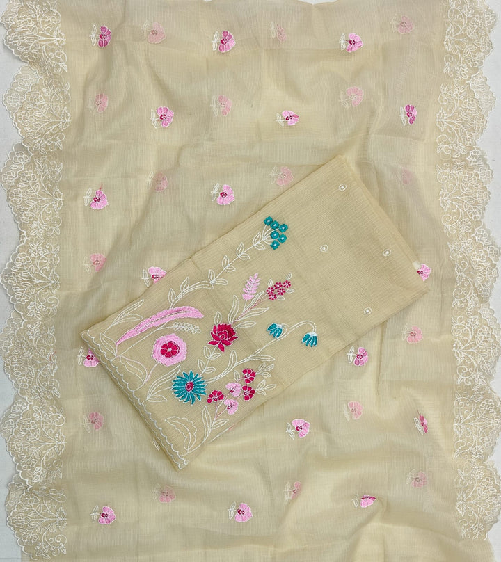 Pure Kota Doriya Embroidered Unstitched Suit With Dupatta