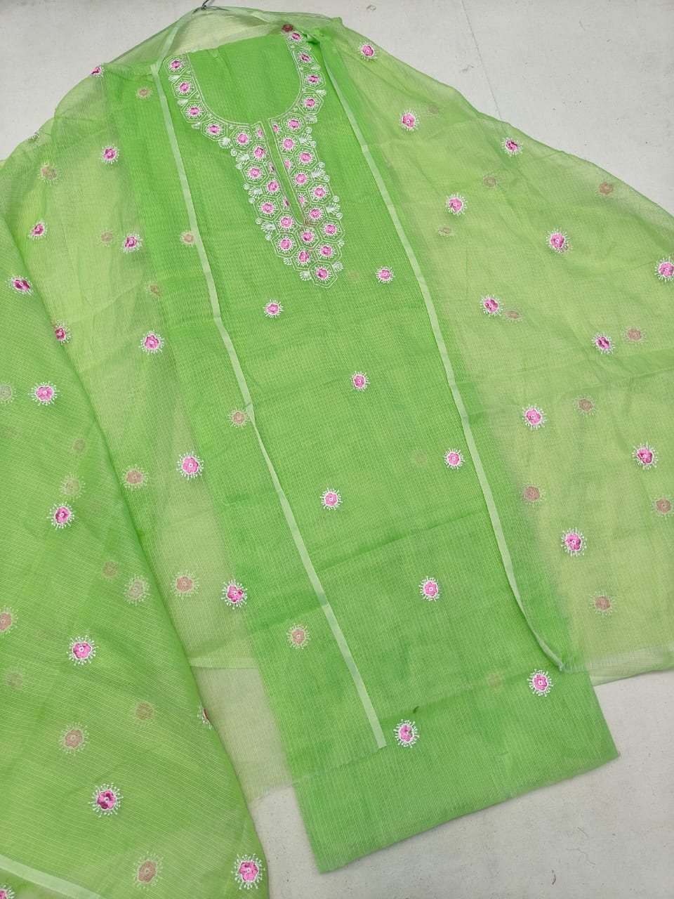 Pure Kota Doriya Embroidery work Unstitched Suit