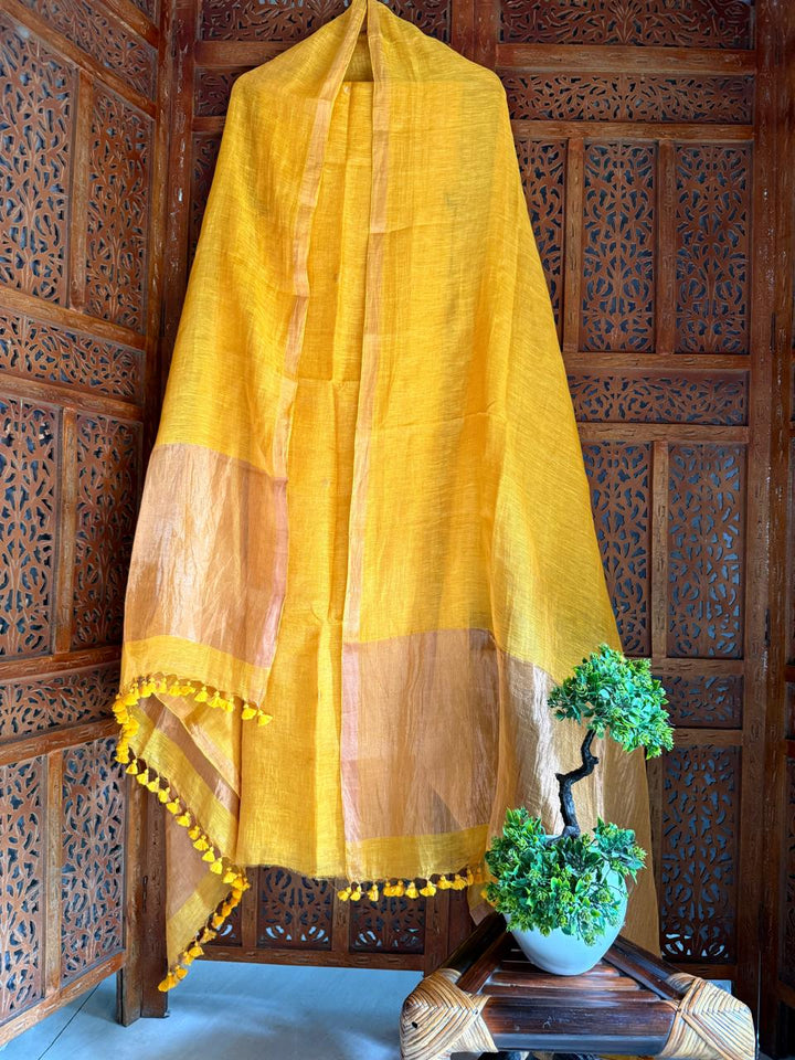 Pure Silk By Linen 2PC Jamdani Unstitched Suit with Tissue Zari Palla