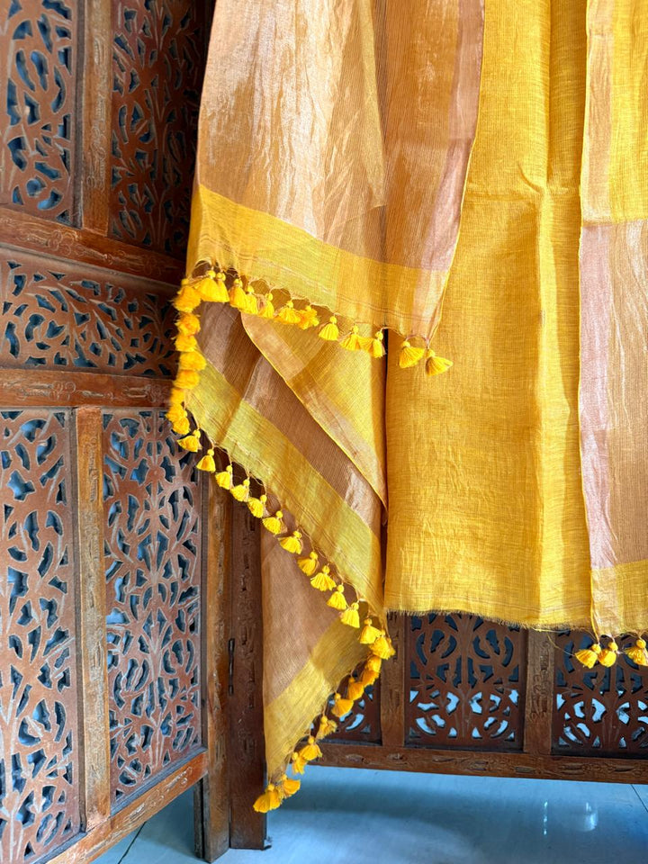 Pure Silk By Linen 2PC Jamdani Unstitched Suit with Tissue Zari Palla