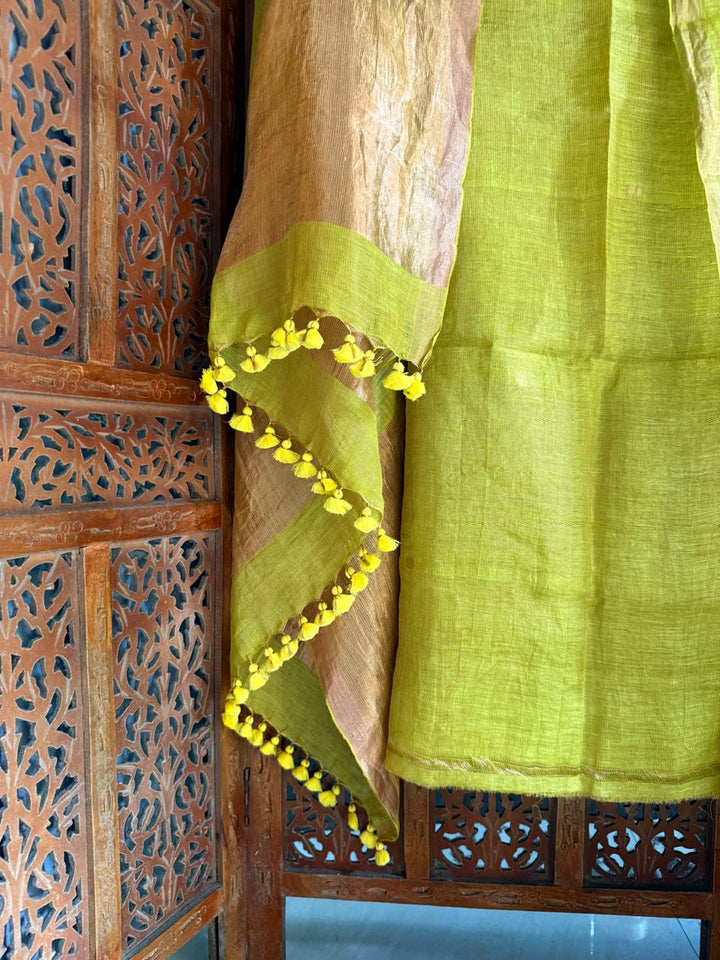 Pure Silk By Linen 2PC Jamdani Unstitched Suit with Tissue Zari Palla