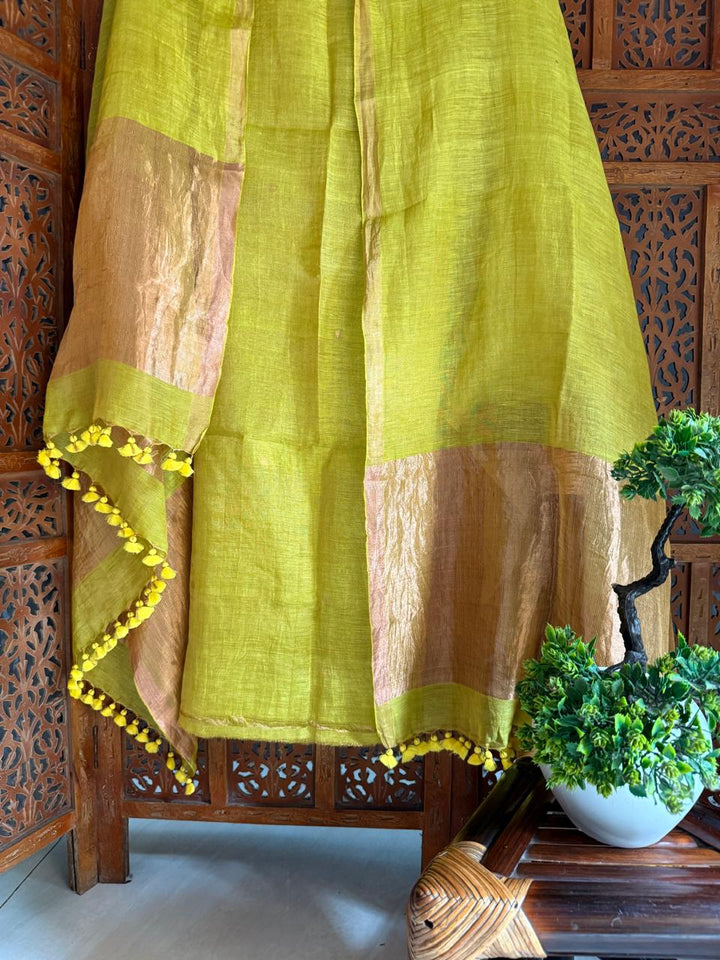 Pure Silk By Linen 2PC Jamdani Unstitched Suit with Tissue Zari Palla