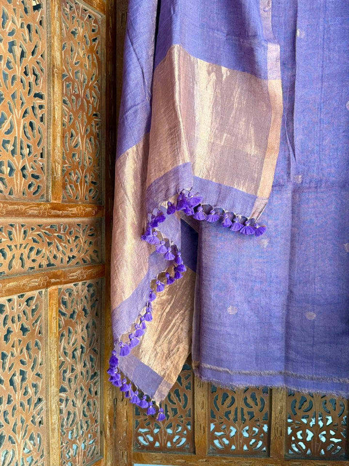 Pure Silk By Linen 2PC Jamdani Unstitched Suit with Tissue Zari Palla