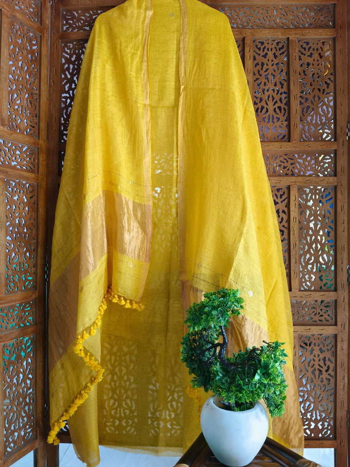 Pure Silk By Linen 2PC Jamdani Unstitched Suit with Tissue Zari Palla