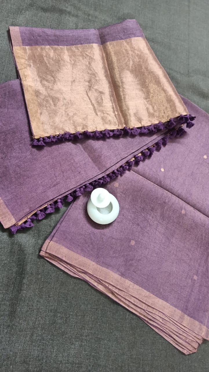 Pure Silk By Linen 2PC Jamdani Unstitched Suit with Tissue Zari Palla