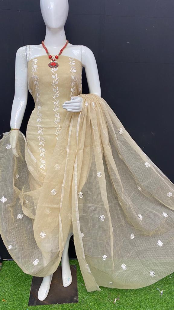 Pure Kota Doriya Embroidery work Unstitched Suit