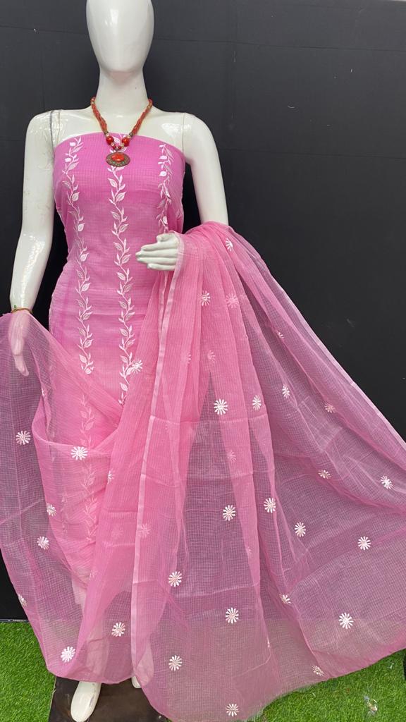 Pure Kota Doriya Embroidery work Unstitched Suit