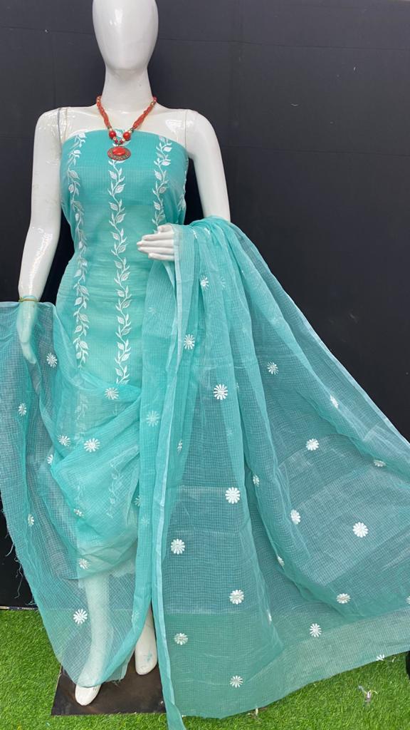 Pure Kota Doriya Embroidery work Unstitched Suit